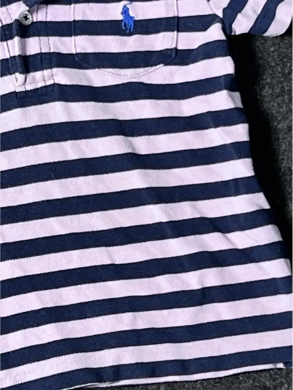 Polo Ralph Lauren Polo Shirt Girls 3T Pink Blue Stripe EUC S/S Cotton